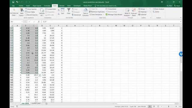 intuitions to statistics, excel tools, color coded scatter plots for two classes