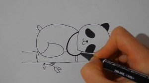 Как нарисовать МИЛУЮ СПЯЩУЮ ПАНДУ ПРОСТО, Рисуем Просто/677/How to draw a  PANDA is SIMPLE