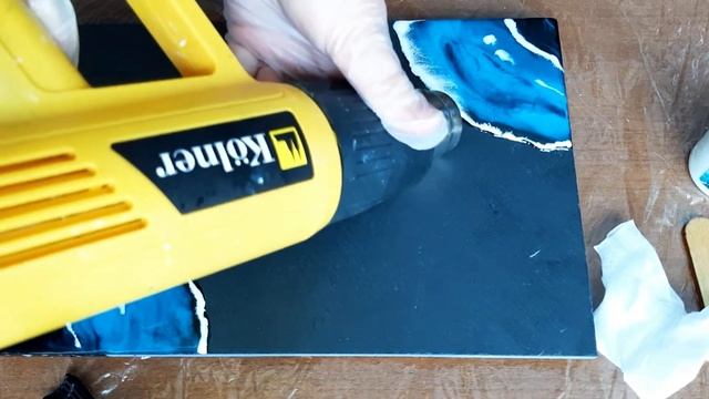 МОРЕ ЭПОКСИДНОЙ СМОЛОЙ НА ДОСКЕ ИЗ СЛАНЦА. RESIN ART. МАСТЕР-КЛАСС.