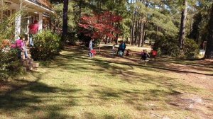 Picking up the dog poop game at Violet's puppy party.