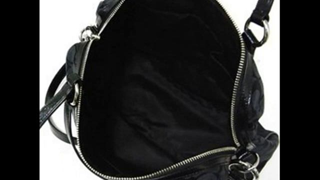 Coach 24884 Black & Grey Signature Stripe Python Satchel Handbag смотреть онлайн