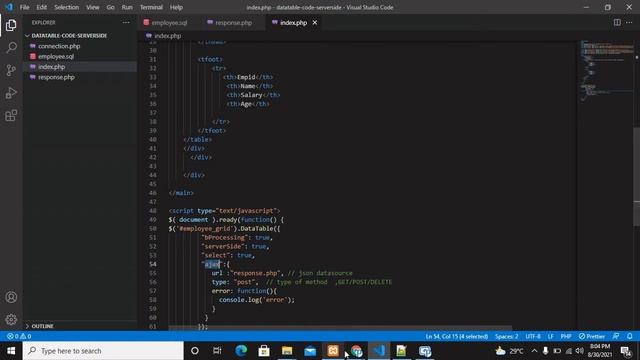 Datatable Using Bootstrap 5| Datatable Pagination, Sorting and Search – Server Side(PHP) Using Ajax