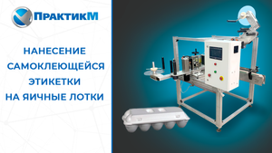 Нанесение самоклеющейся этикетки на яичные лотки. ПрактикМ