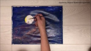 Как легко рисовать акриловыми красками | Наше солнце | Для начинающих  #акриловаяживопись #легко