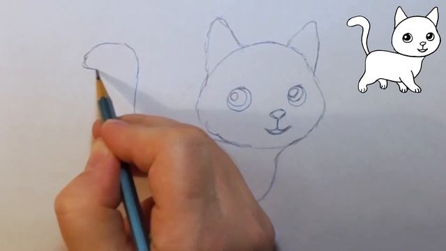 Как нарисовать кошку карандашом поэтапно и очень просто смотреть онлайн