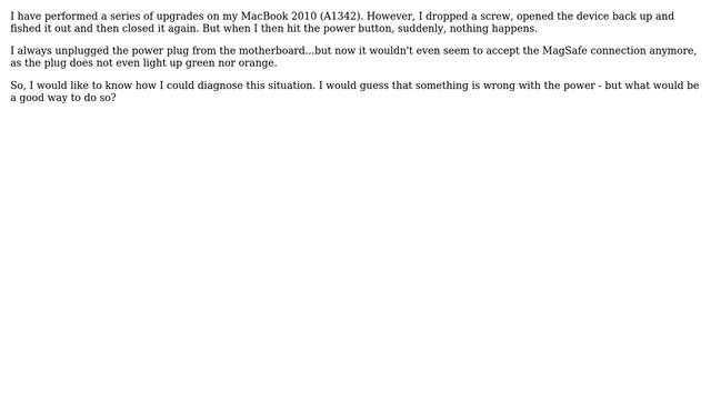Apple: Diagnosing a MacBook that decided to stop powering. A1342