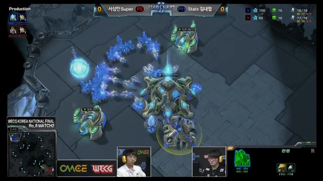 StarCraft 2  WECG  Korea National Final  Super P vs Stats P set1  Quarter Final  Gameplay