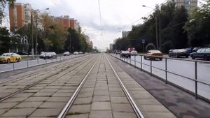 Москва трамвай Витязь-М маршрут № 16 Новоданиловский проезд - Улица Академика Янгеля (2х скорость)