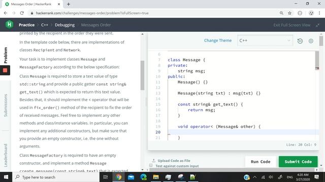 HackerRank Solution: Messages Order in C++