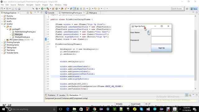 How to write text file in JFrame смотреть онлайн