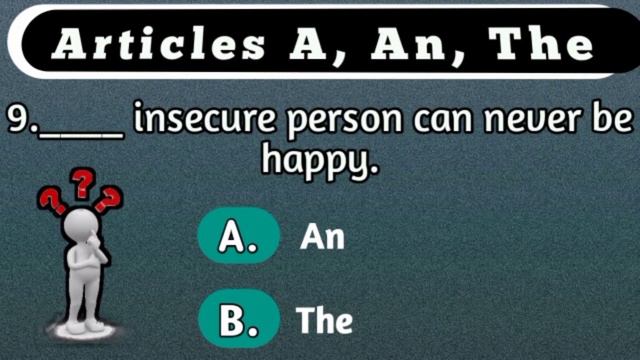 Part 1 Articles A An The grammar quiz or test. English Articles grammar quiz ladla_education