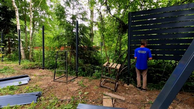 Забор ранчо в цвете «Серый графит» (RAL 7024) смотреть онлайн