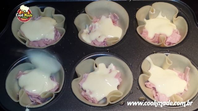Cestinha de massa de pastel recheada - Receita fácil, rápida e gostosa