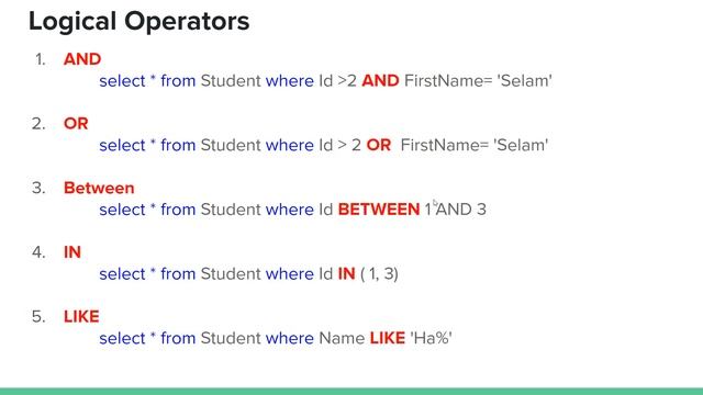 Database Tutorial in Amharic Lesson 6 - SQL Operators