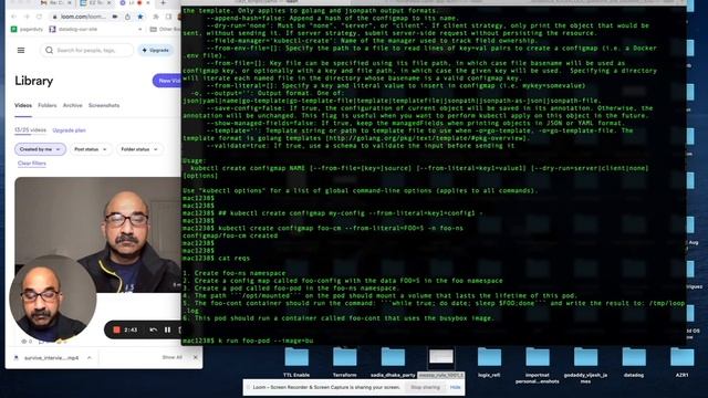 CKAD Lab 26 Kubernetes Exam Practice namespace, configmap, volume, and while loop Part 1 of 3