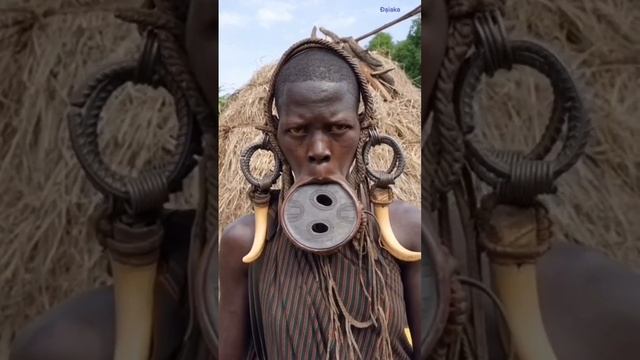 Южный судан.Зачем девушки племени мурси вставляют себе диск в губу  Женщины данных племен испокон