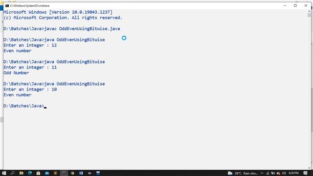 Odd even using bitwise operator in java