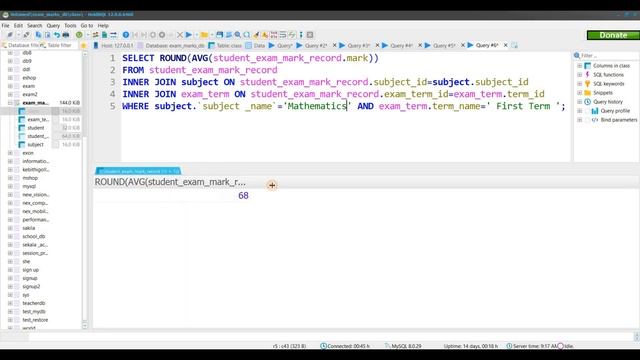 Data Base Task 29 |Use ROUND, MIN, AVG SQL Functions and INNER JOIN uses | 1st Year |Java Institute