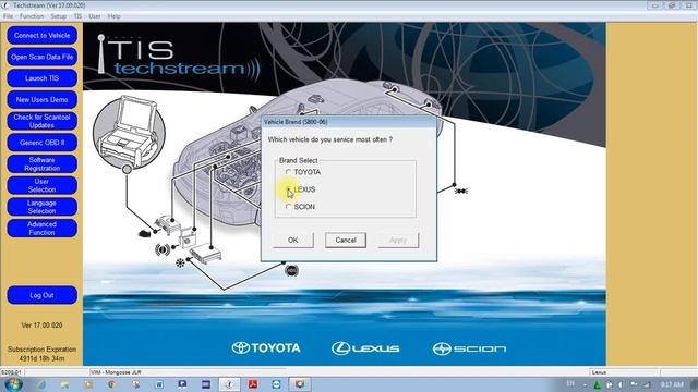 Techstream V17.00.020  Vehicle Brand Select смотреть онлайн
