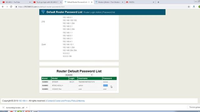 192.168.1.1 - 192.168.l.l Router Login Admin And WiFi Change Password