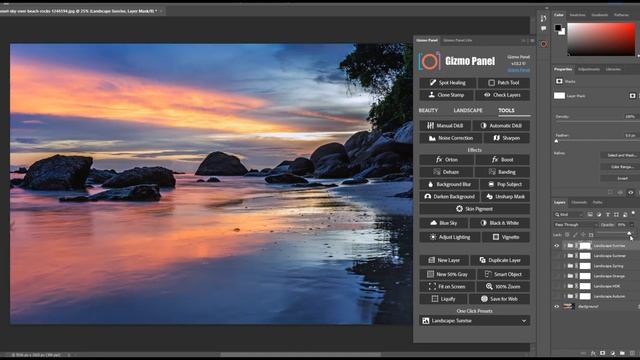 Get Landscape Presets For Adobe Photoshop With Gizmo Panel In Just One Click! Part 1 смотреть онлайн
