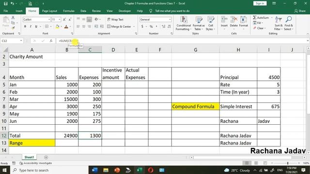 Chapter 3 Formulas and Functions Class 7