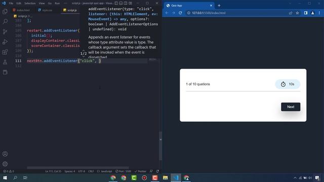 JavaScript Quiz App With Timer - Quiz App Using HTML, CSS & JavaScript