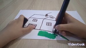 рисуем домик на скале очень просто