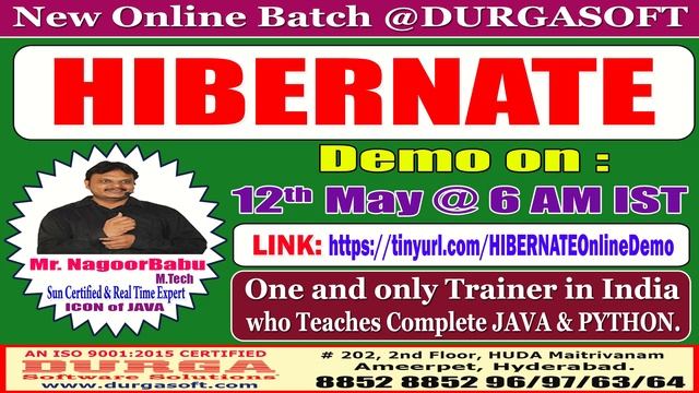 HIBERNATE Online Training @ DURGASOFT смотреть онлайн