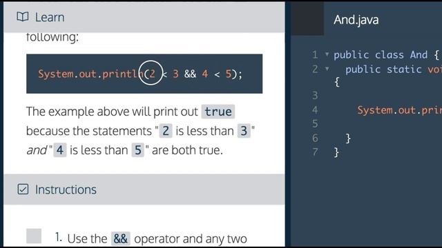 Learn Java in 2018, Boolean Operators - &&, , Learn Java on Codecademy