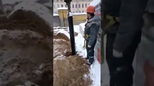 Винтовые сваи 9 метров - закручиваем сваи зимой