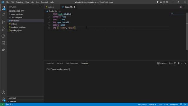 Creating Docker image & Container for Hosting Nodejs app and pushing to Dockerhub Repo
