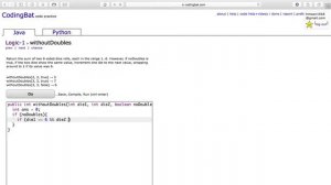 Logic 1 (withoutDoubles) Java Tutorial || codingbat com