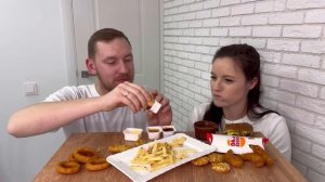 МУКБАНГ БУРГЕР КИНГ БУРГЕРЫ НАГГЕТСЫ КРЕВЕТКИ ЛУКОВЫЕ КОЛЬЦА КАРТОШКА ФРИ ПИРОЖОК СЫРНЫЕ МЕДАЛЬОНЫ