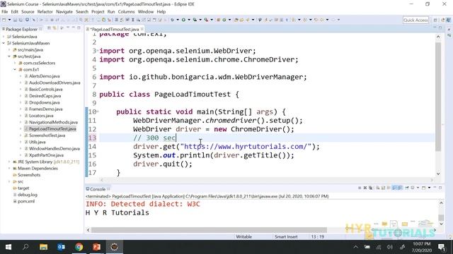 PageLoadTimeOut in Selenium WebDriver |  Selenium Tutorial |