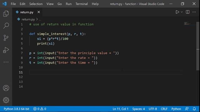 V5 - Introduction to 'return' keyword in python function