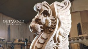 Заходной столб грифон zs-Griffin  (Entrance carved pillar for stairs griffin)