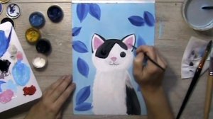КАК НАРИСОВАТЬ КОШКУ! Картина кот в цветах. HOW TO DRAW A CAT!