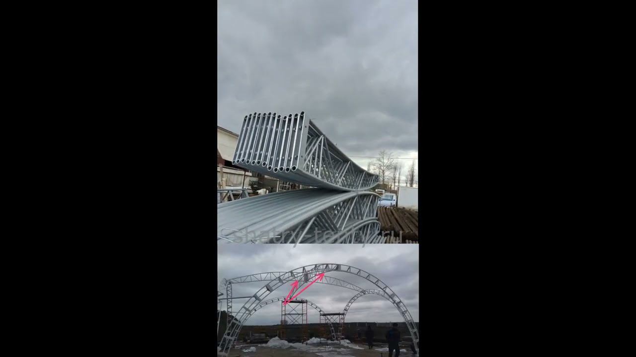 Размеры труб на каркасах арочных шатров Дюна