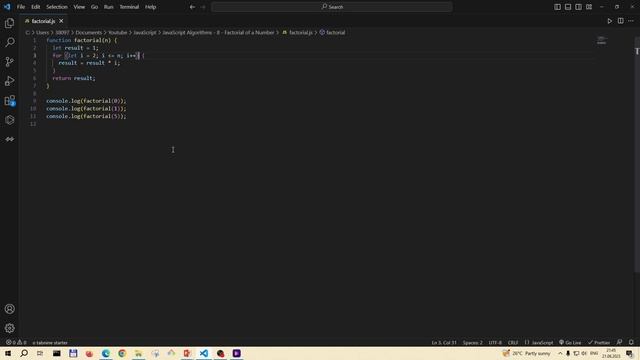 JavaScript Algorithms - 8 Factorial of a Number #javascript