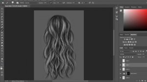 How to draw and color hair in digital paint - Tutorial photoshop for beginners - Realistic hair