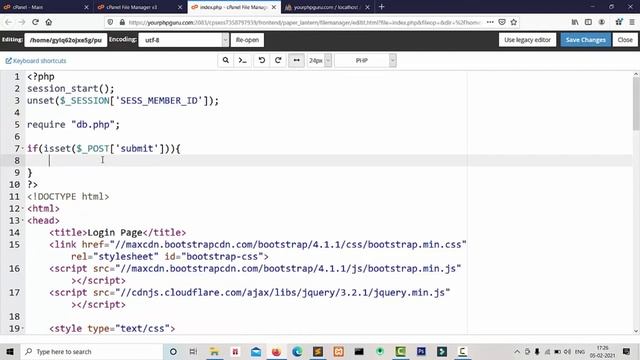 online quiz system in php | login form coding part3