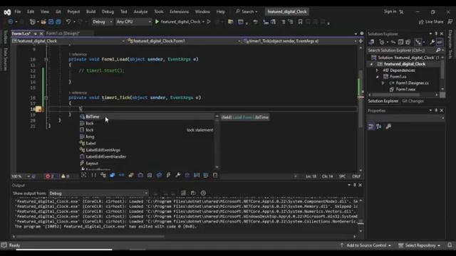 How to create Digital Clock in Visual Studio in C#, Visual Studio 2022 tutorial