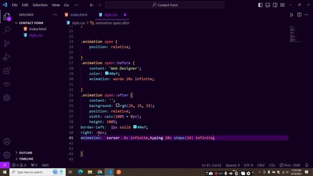 Typing Text Animation Tutorial Using HTML , CSS & JavaScript | #typingtext #animationwebdevelopment