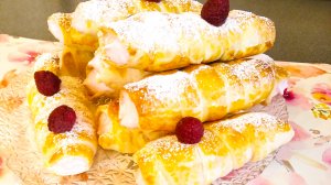 Слоеные трубочки со сливочно-ягодным кремом, готовятся очень быстро и просто!