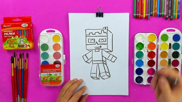 Майнкрафт раскраска - рисуем с детьми от РыбаКит смотреть онлайн