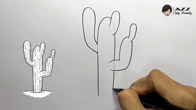 How to draw a Cactus step by step