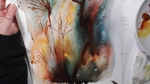 effective  quick loose watercolour painting using salt to create texture, expressive floral art