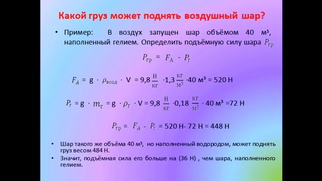 Физика 7 класс Воздухоплавание