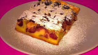 Пирог с вишней КЛАФУТИ. Простой сладкий пирог с ягодами. смотреть онлайн